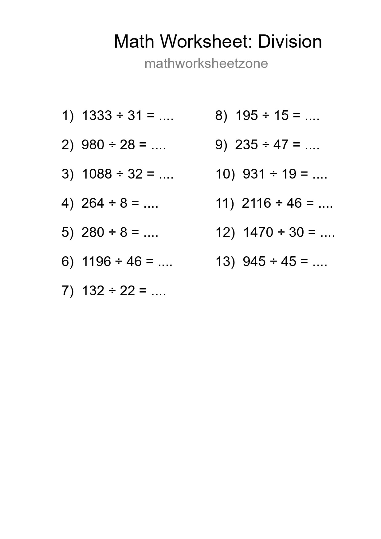 Free 13 Division Math Worksheet For Grade 2 - Part 114