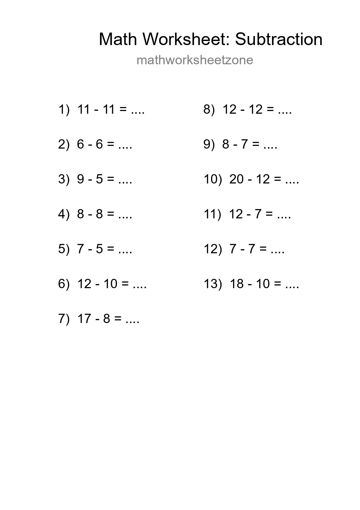 Free 13 Subtraction Math Worksheet For Grade 2 With Answers - Part 248