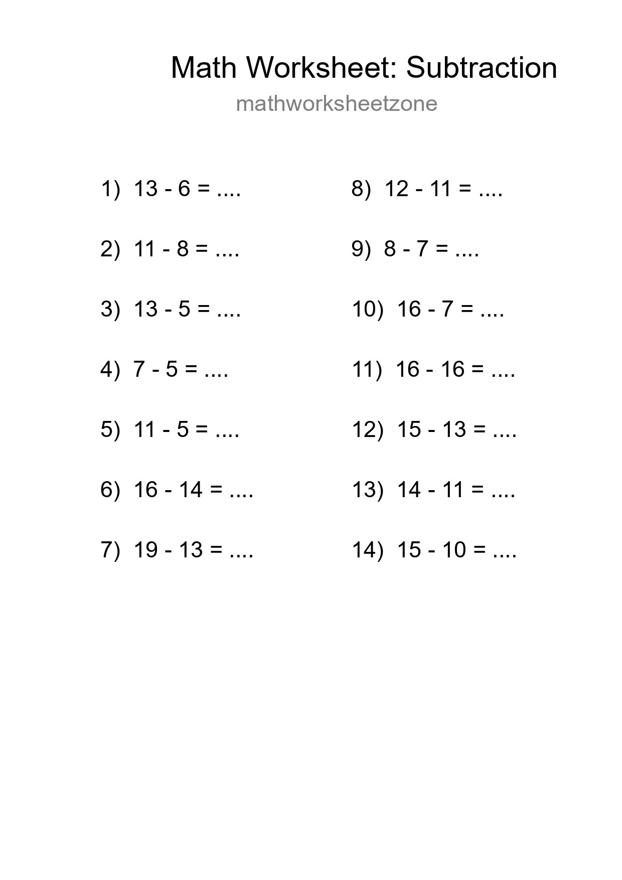 Free 14 Subtraction Math Worksheet For Grade 2 - Part 58
