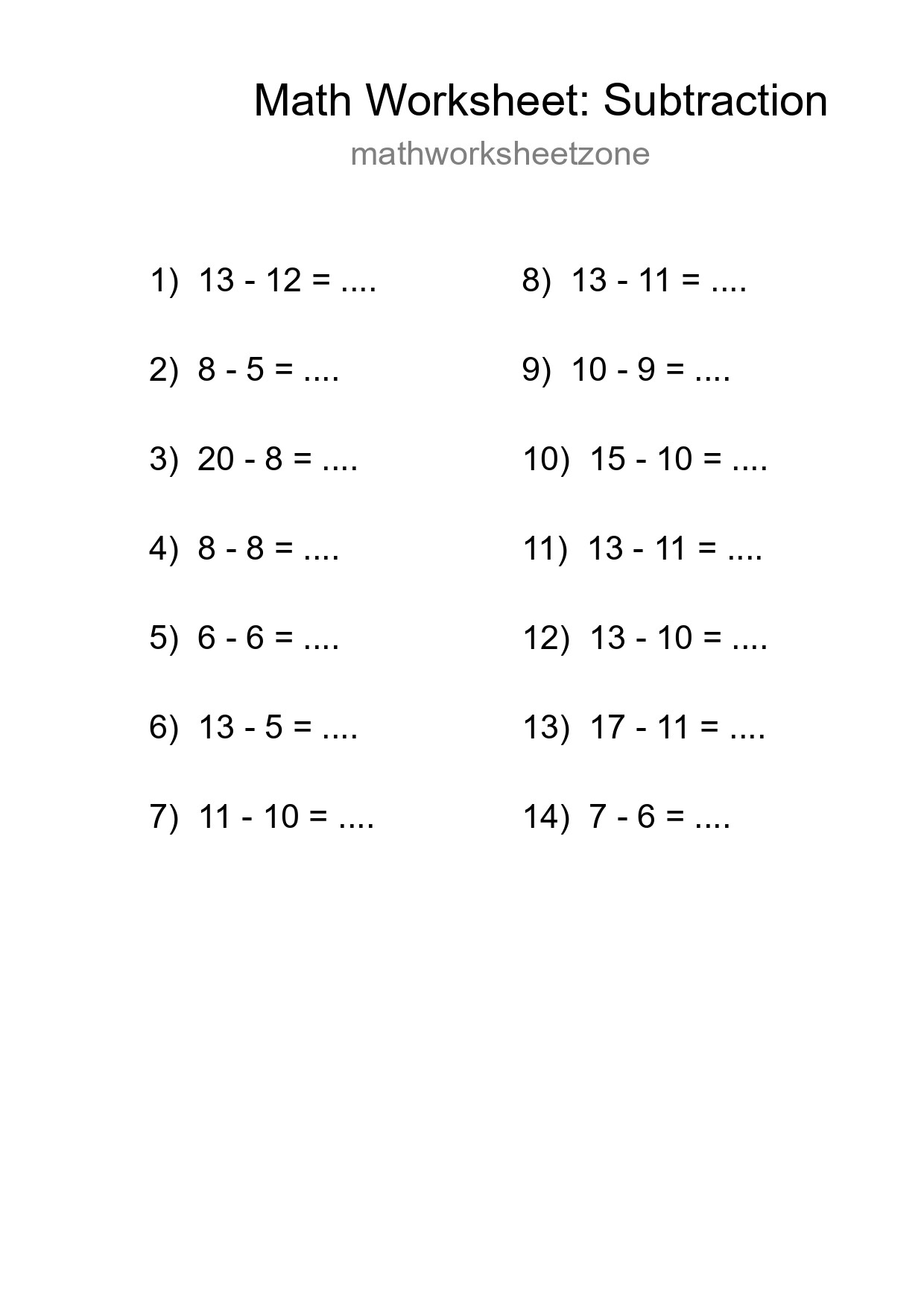 Free 14 Subtraction Math Worksheet For Grade 2 With Answers - Part 18