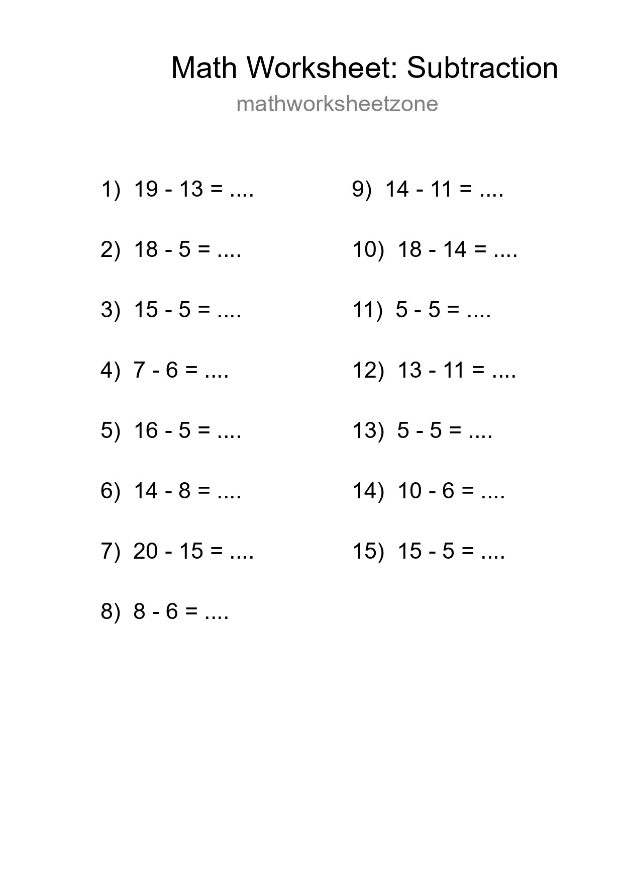 Free 15 Subtraction Math Worksheet For Grade 2 With Answers - Part 258
