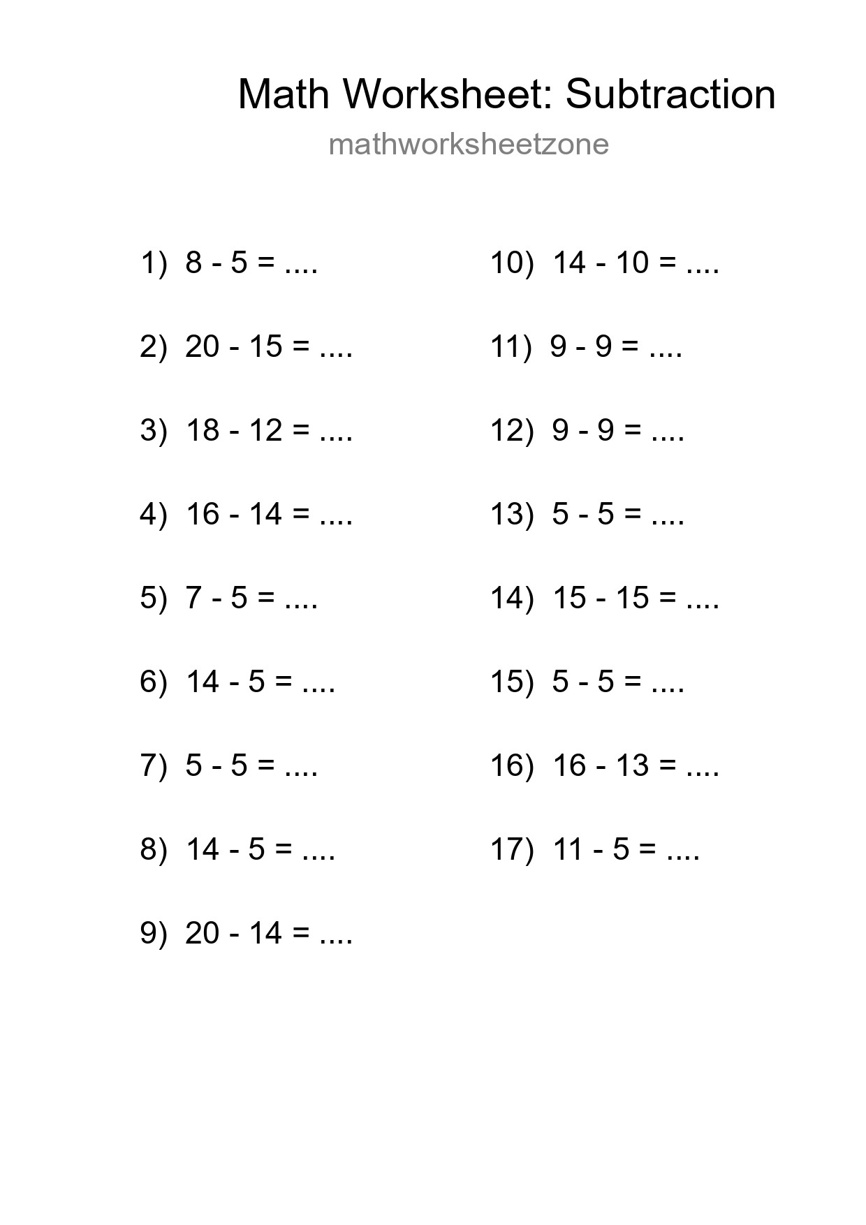 Free 17 Subtraction Math Worksheet For Grade 2 - Part 8