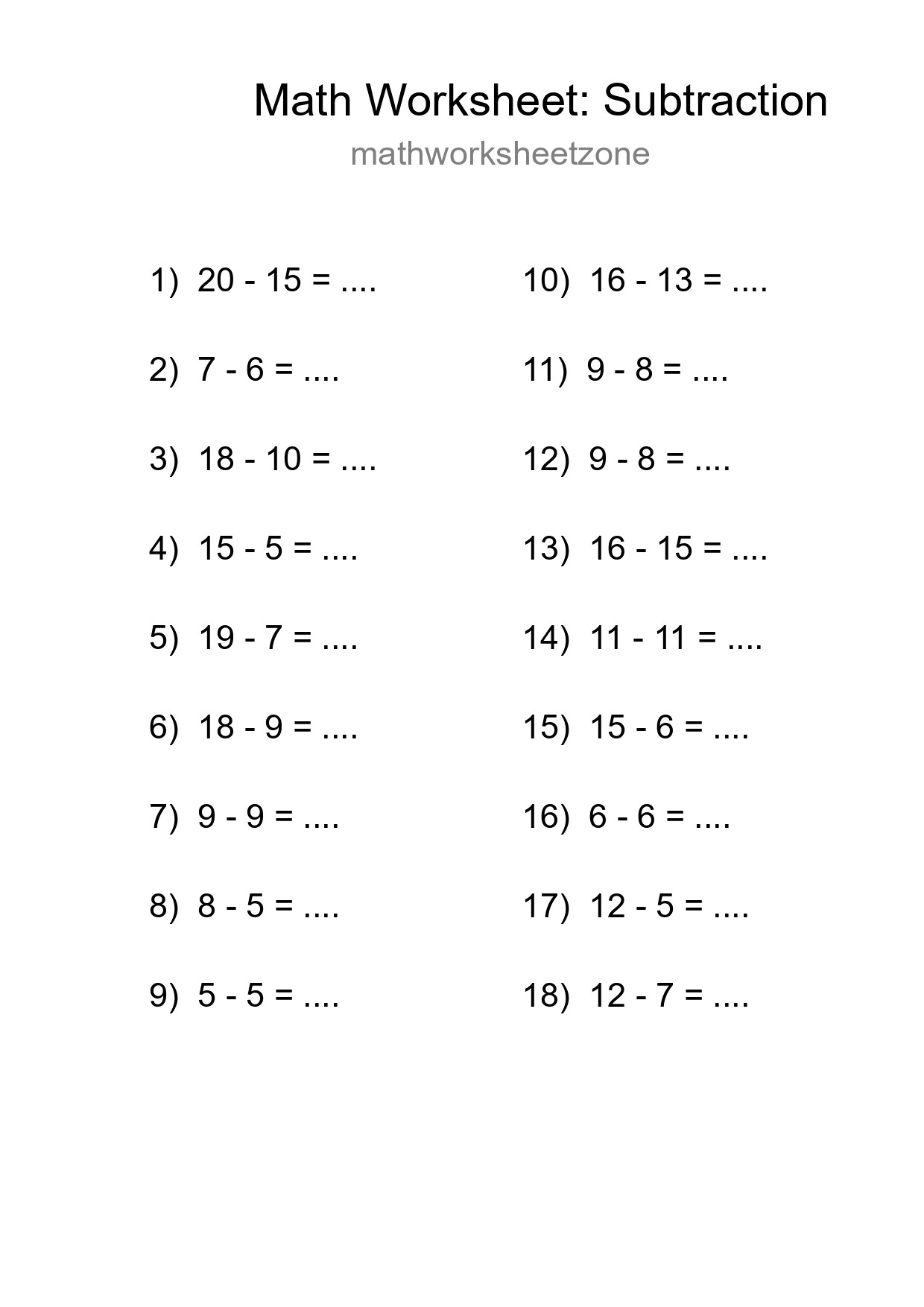 Free 18 Subtraction Math Worksheet For Grade 2 With Answers - Part 178