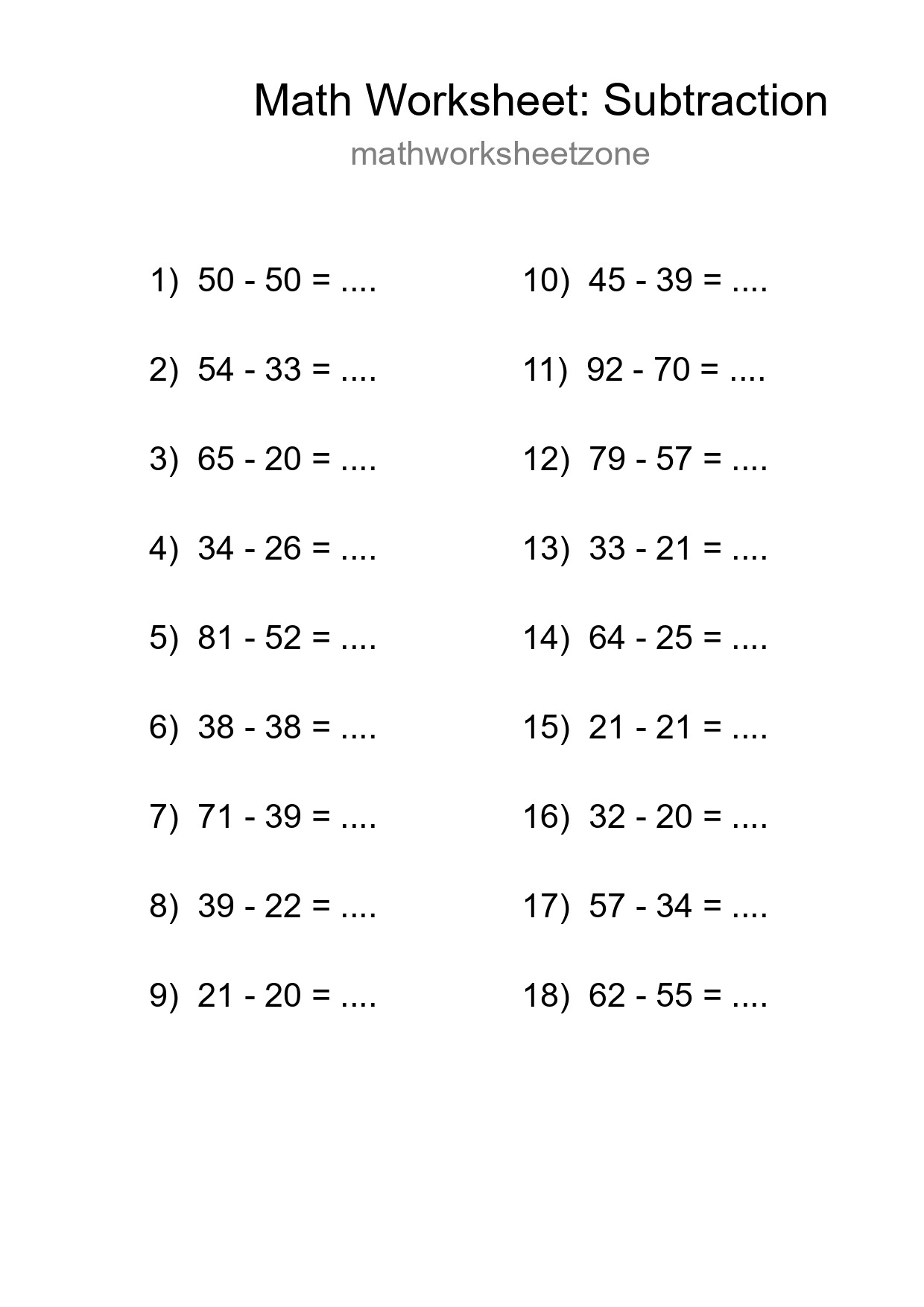 Free 18 Subtraction Math Worksheet For Grade 3 With Answers - Part 168