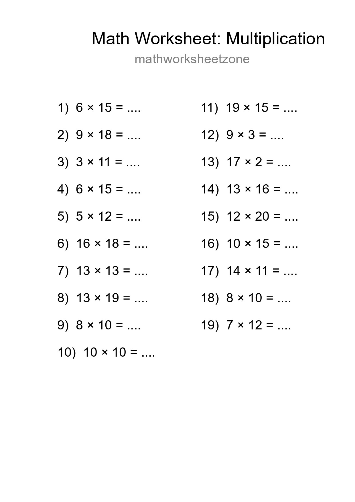 Free 19 Multiplication Math Worksheet For Grade 2 - Part 147