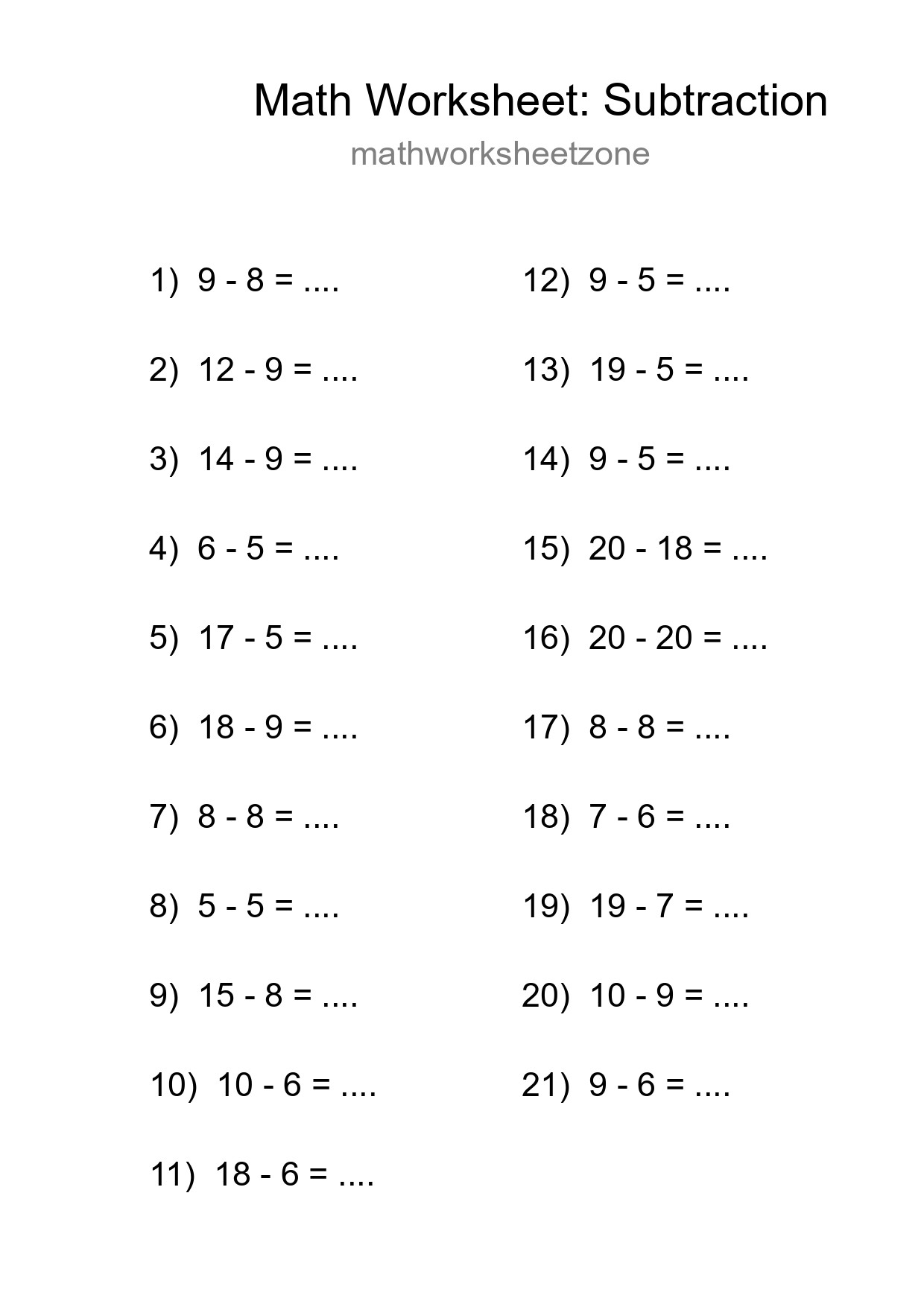 Free 21 Subtraction Math Worksheet For Grade 2 - Part 238