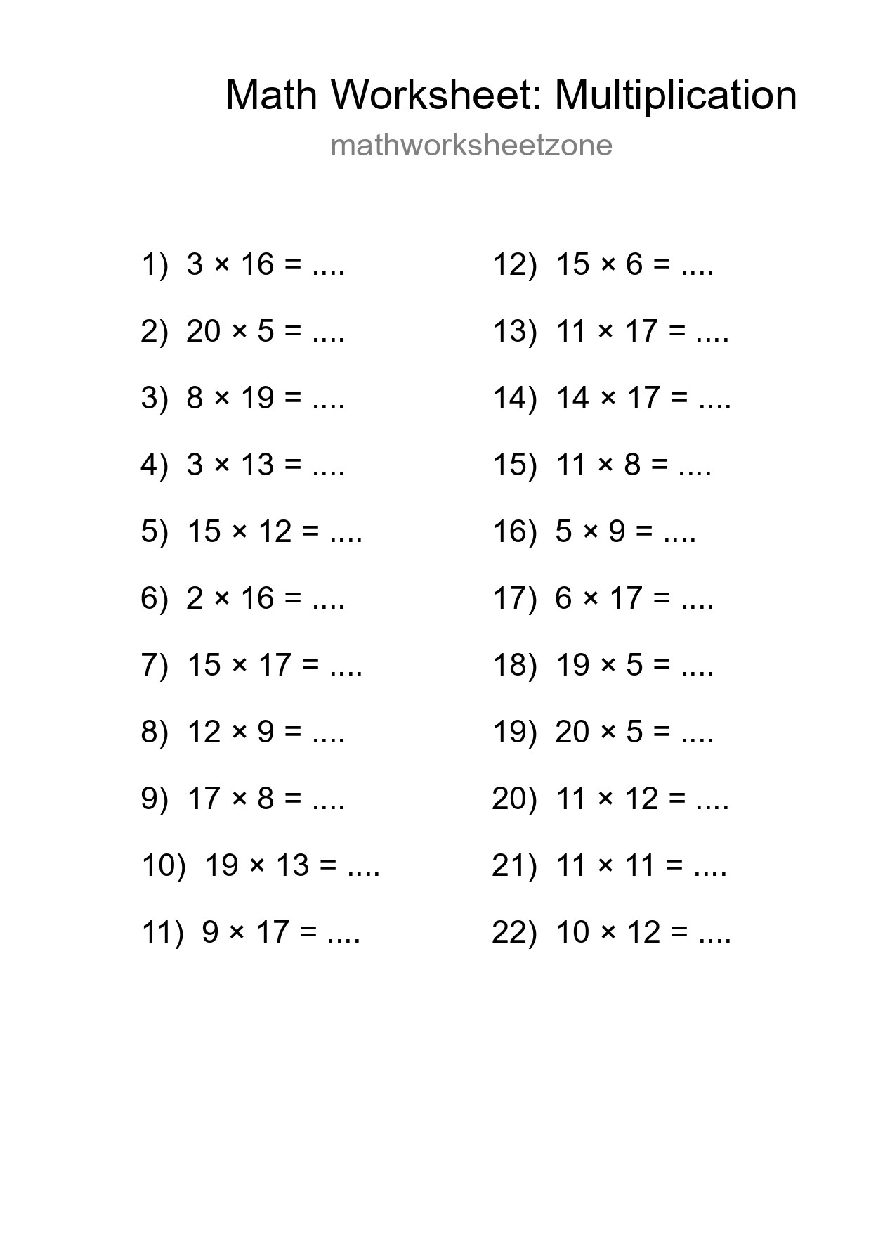Free 22 Multiplication Math Worksheet For Grade 2 - Part 7