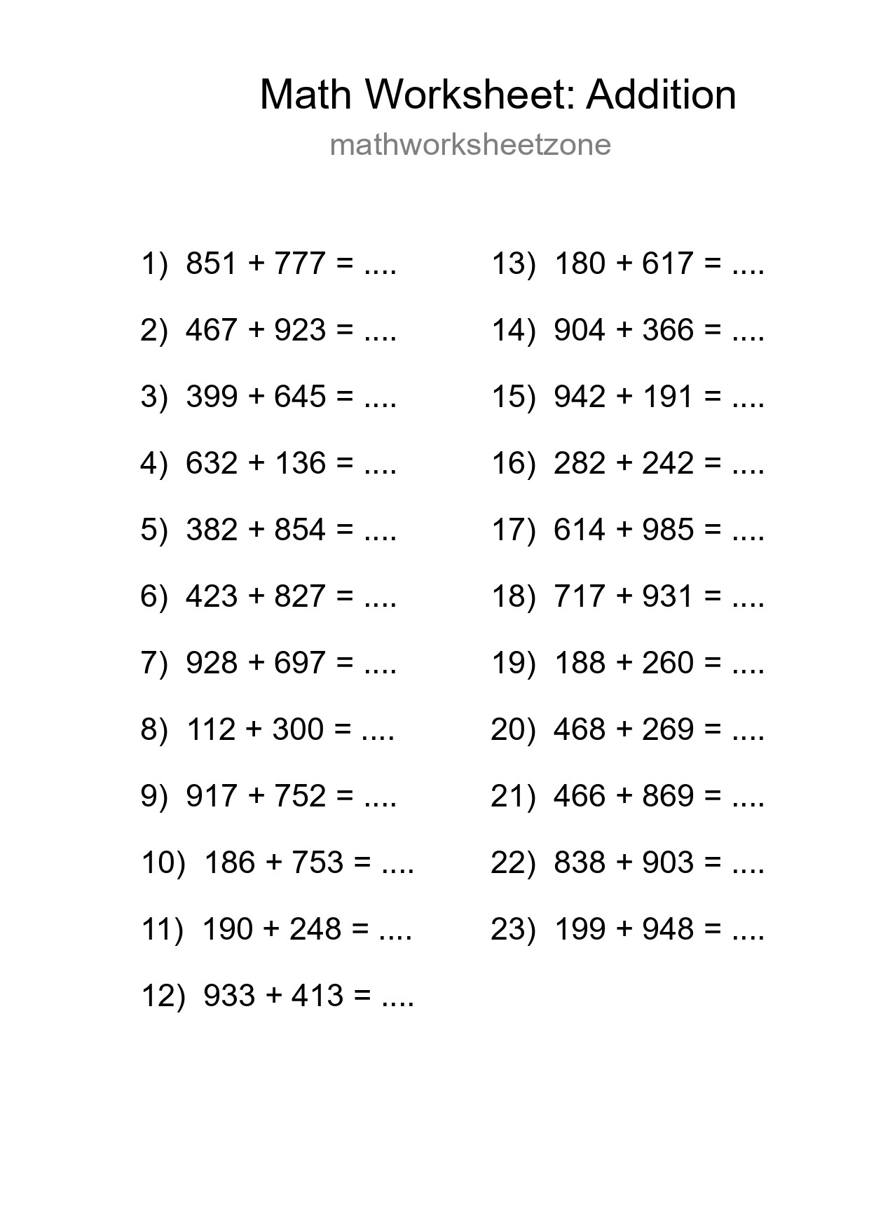 Free 23 Addition Math Worksheet For Grade 5 With Answers - Part 21