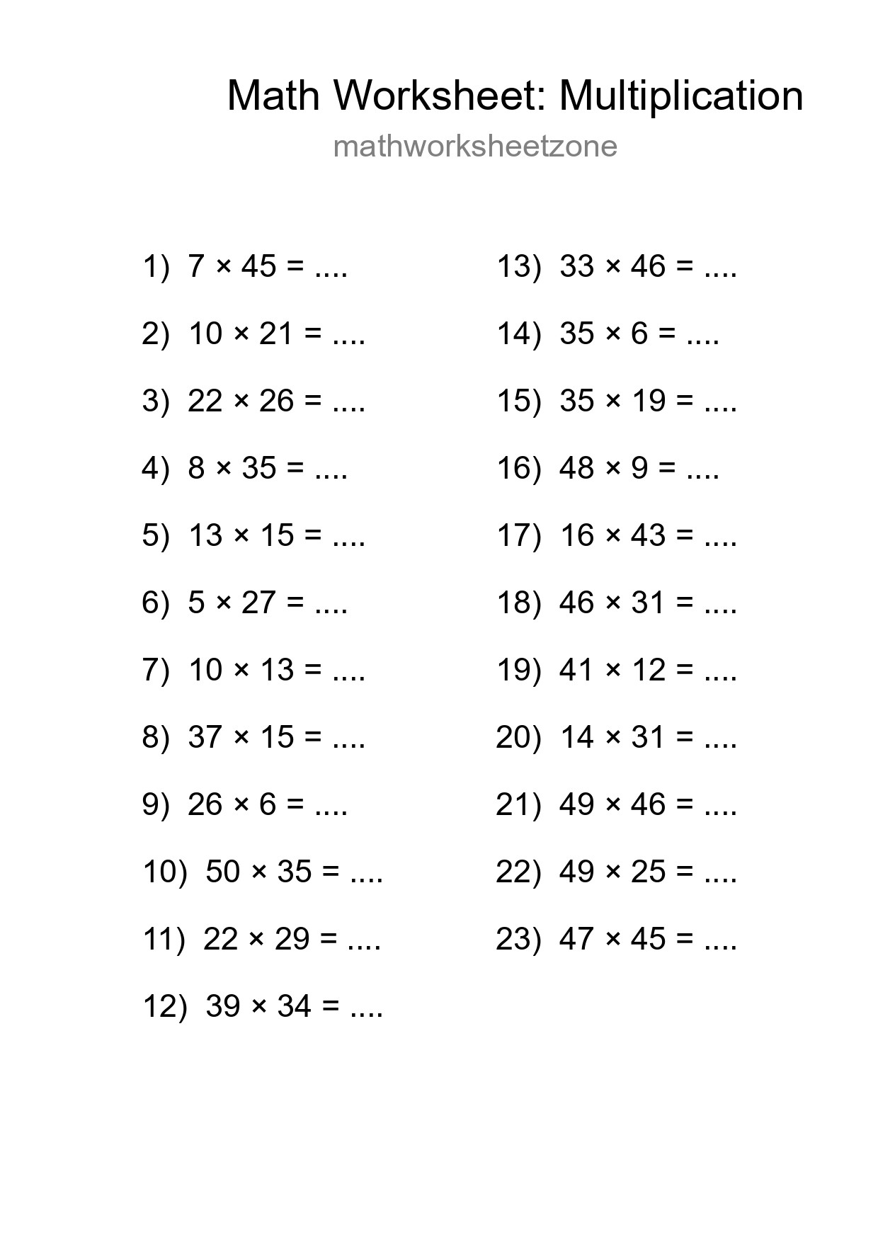 Free 23 Multiplication Math Worksheet For Grade 2 - Part 177