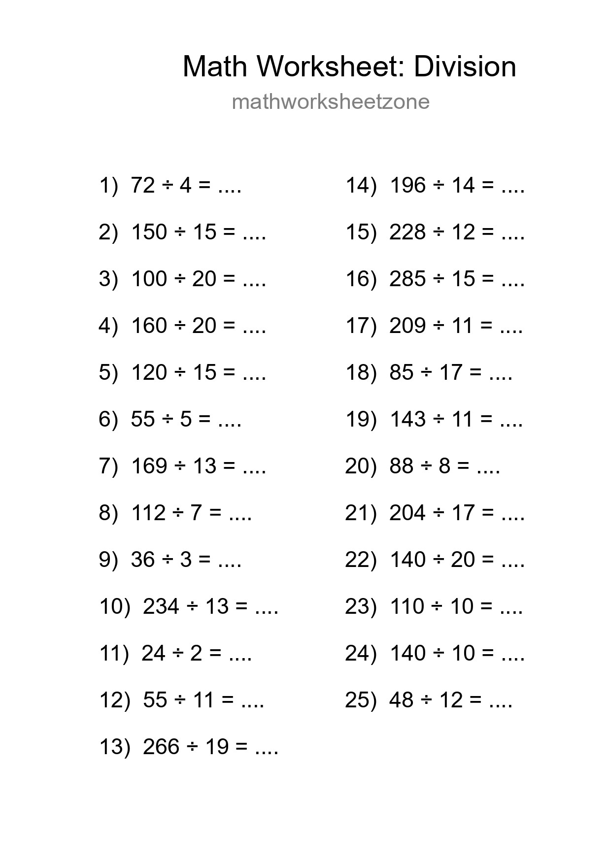 Free 25 Division Math Worksheet For Grade 2 - Part 104