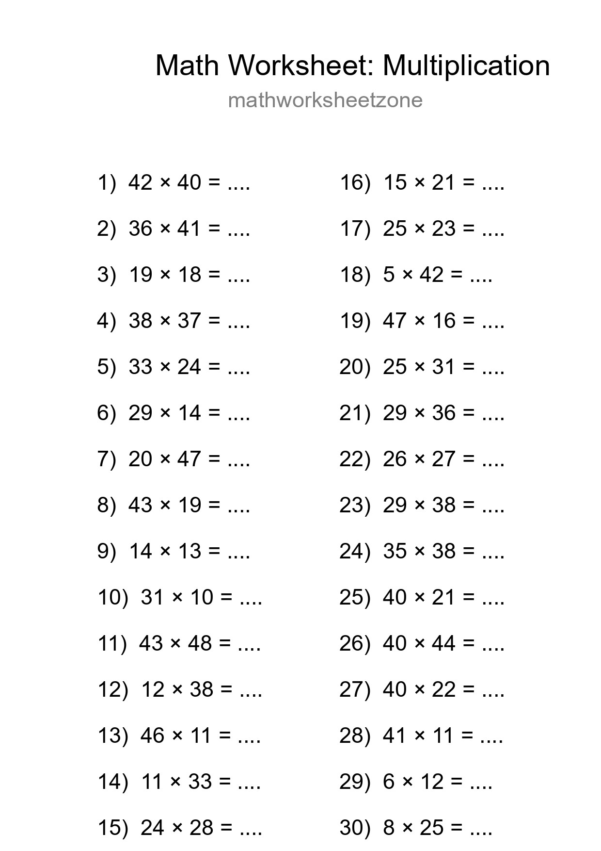 Free 30 Multiplication Math Worksheet For Grade 2 - Part 157