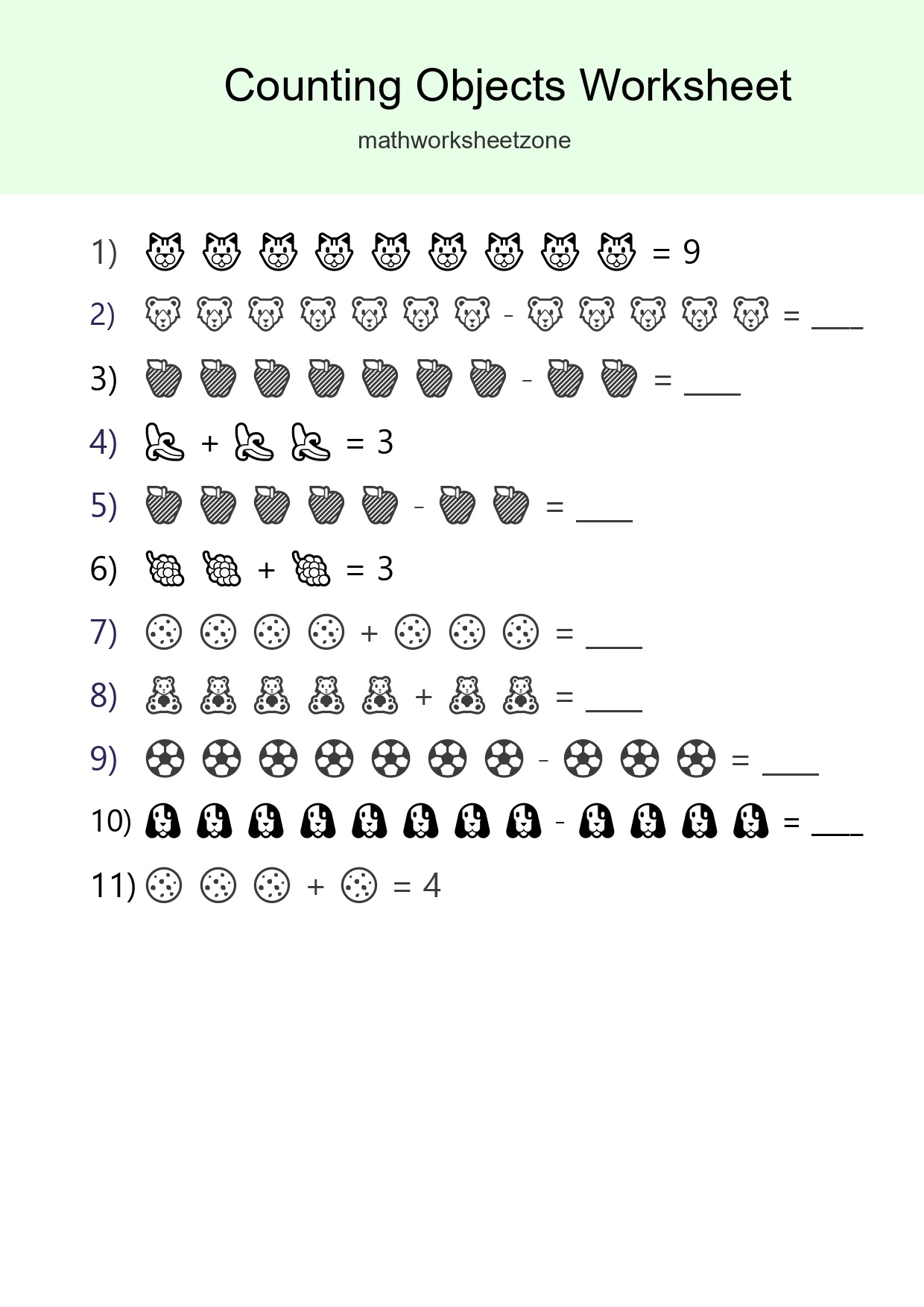 Free Counting Objects Worksheet For Kindergarten - Part 143