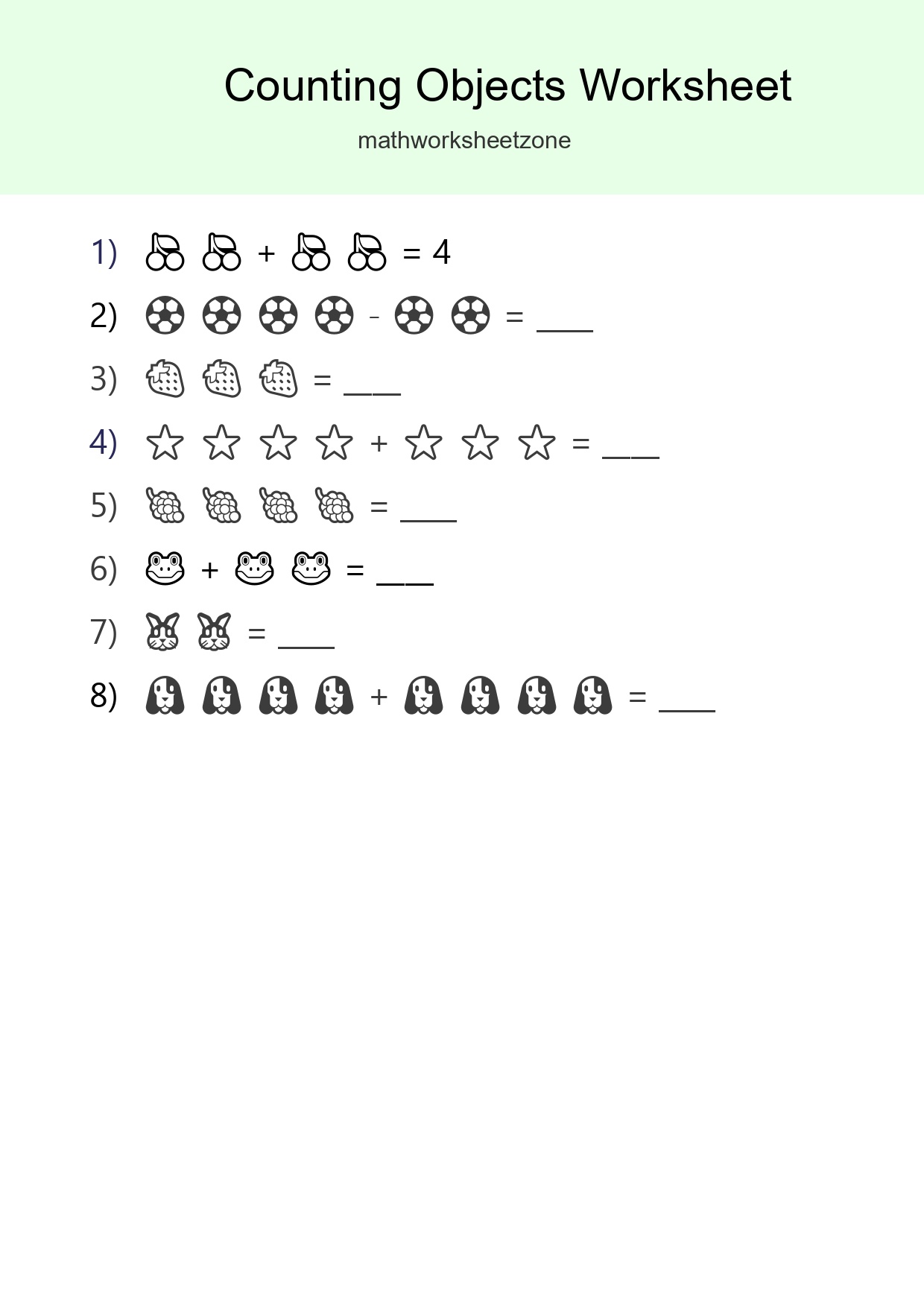 Free Counting Objects Worksheet For Kindergarten - Part 173