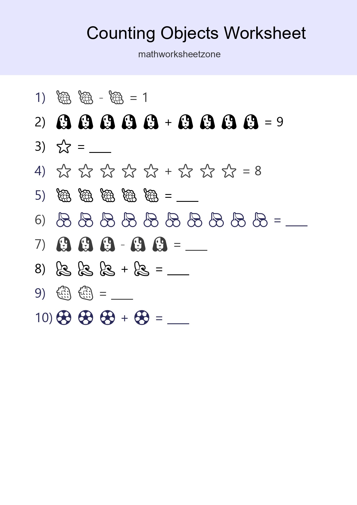 Free Counting Objects Worksheet For Kindergarten - Part 203