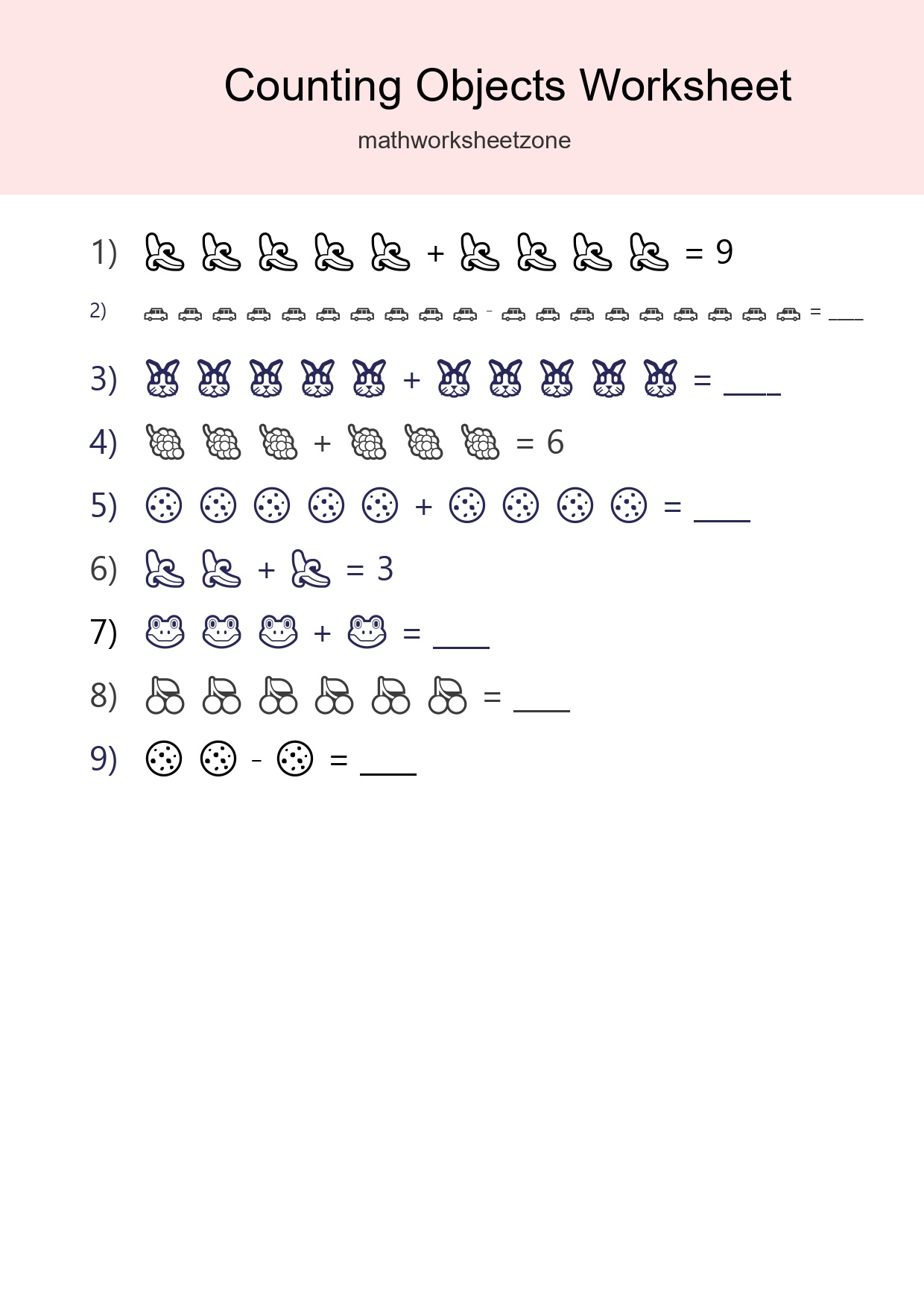 Free Counting Objects Worksheet For Kindergarten - Part 233