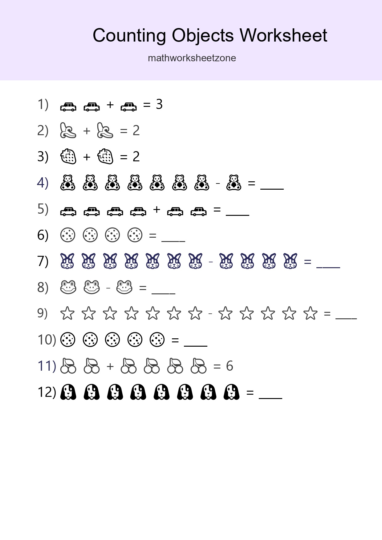 Free Counting Objects Worksheet For Kindergarten Printable - Part 183