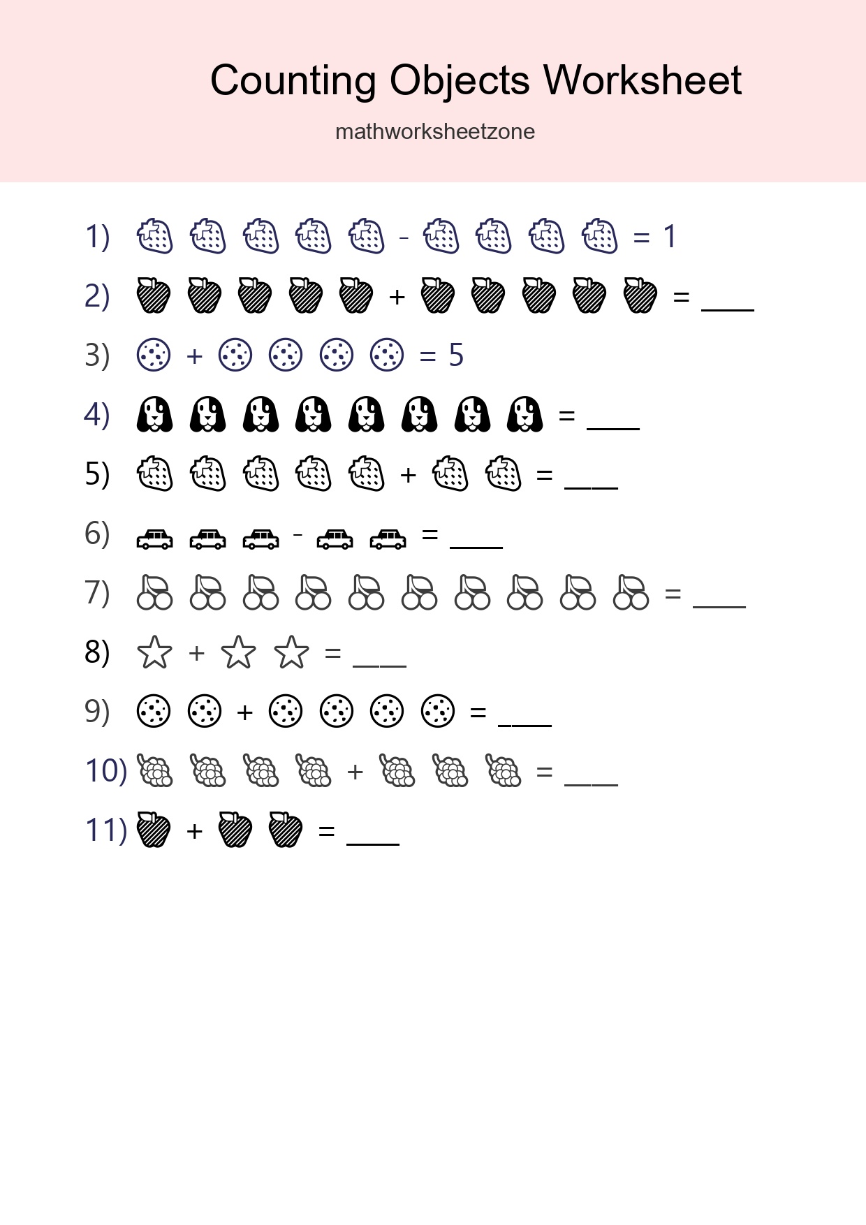 Free Counting Objects Worksheet For Kindergarten Printable - Part 23
