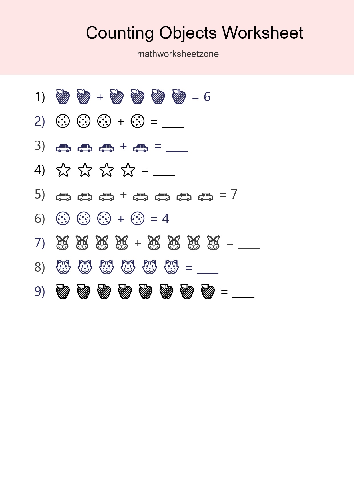 Free Counting Objects Worksheet For Kindergarten Printable - Part 283