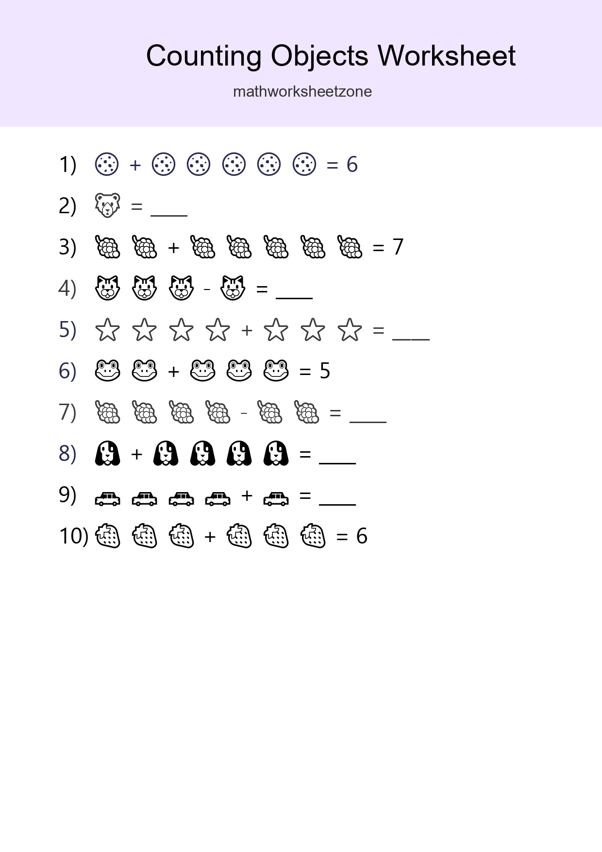 Free Counting Objects Worksheet For Kindergarten Printable - Part 33