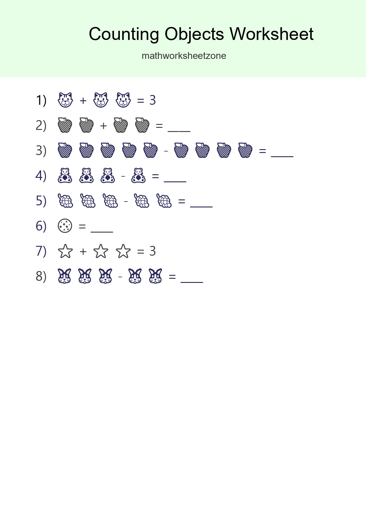 Free Counting Objects Worksheet For Pre-K - Part 293