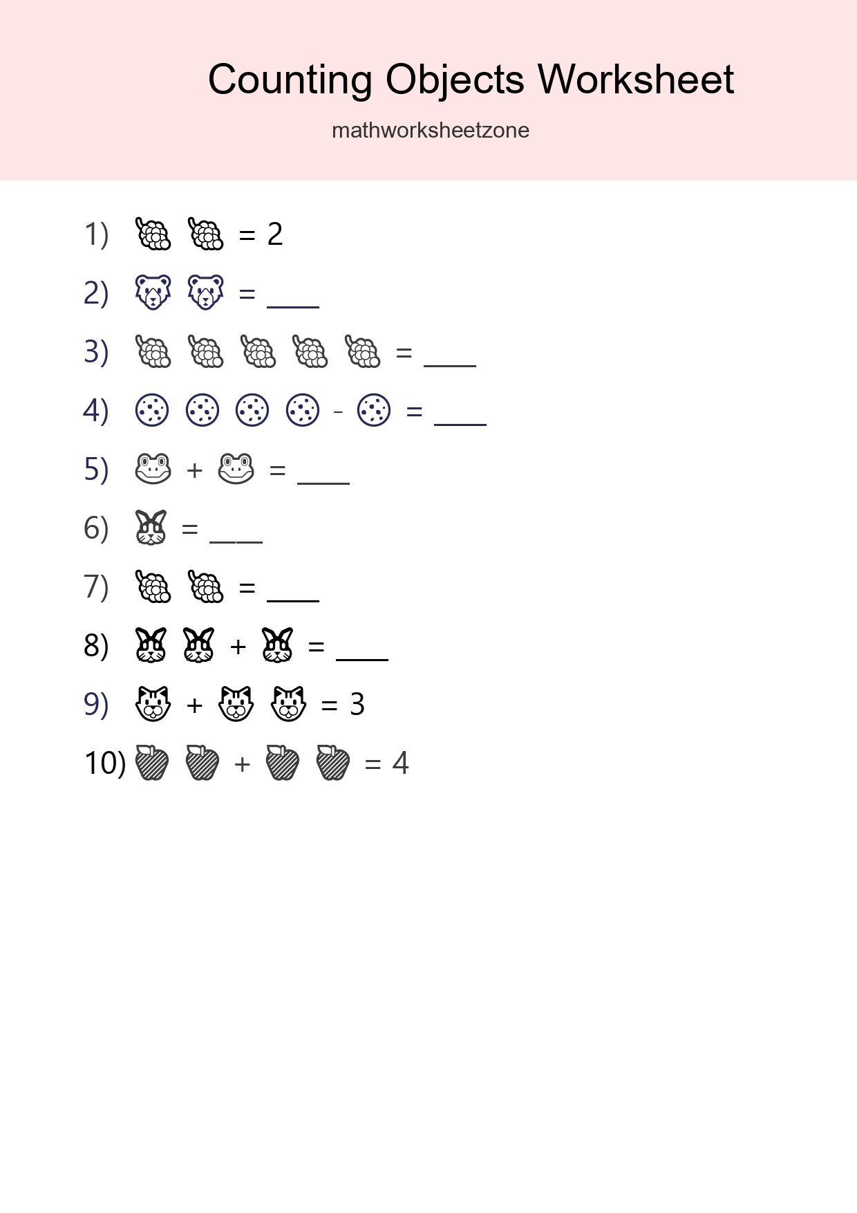 Free Counting Objects Worksheet For Pre-K Printable - Part 103