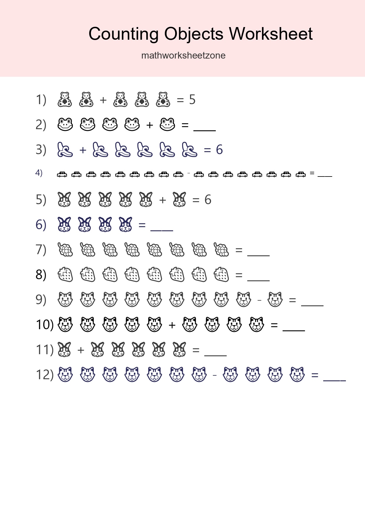 Kindergarten Count The Objects Worksheet - Part 13
