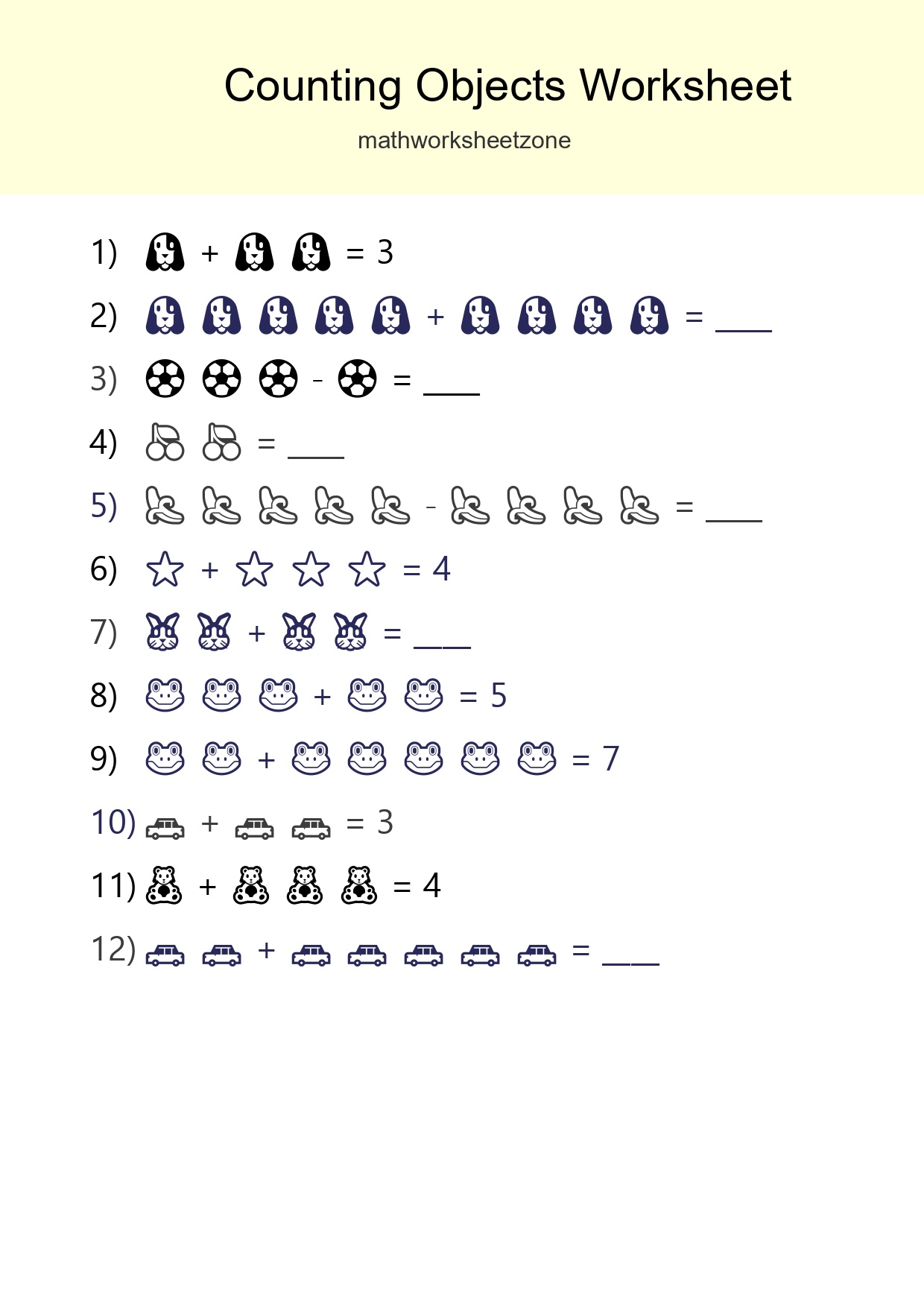 Kindergarten Count The Objects Worksheet - Part 263