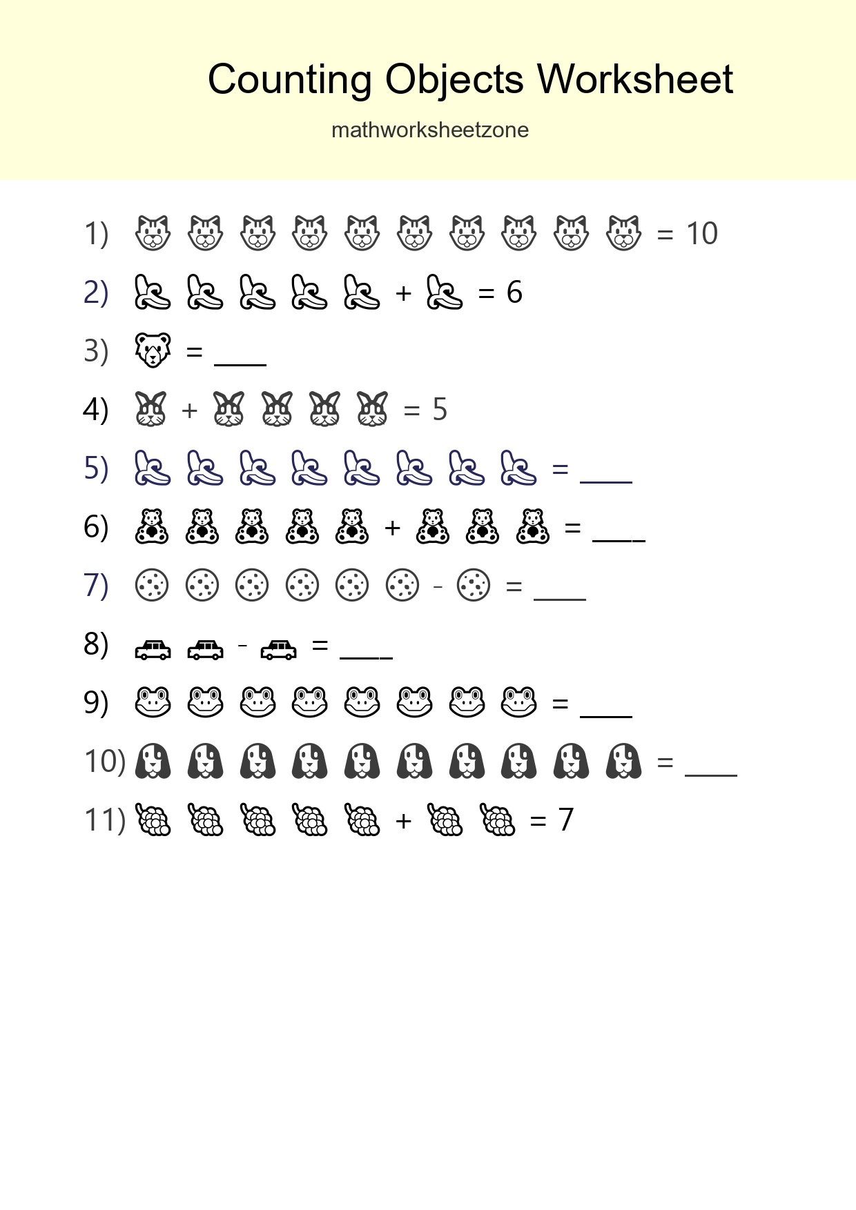 Kindergarten Count The Objects Worksheet - Part 53