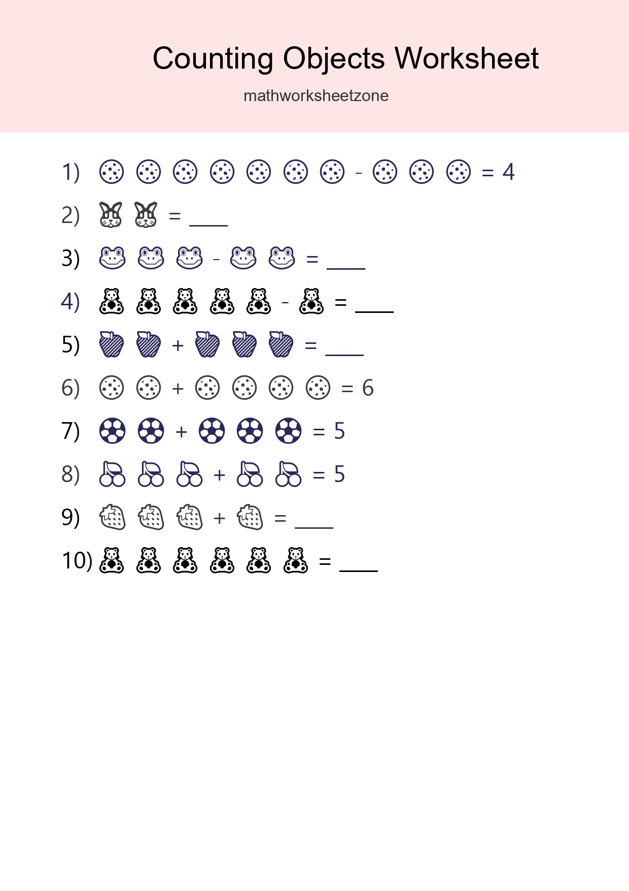 Learn Counting With Pictures Worksheet (Kindergarten) - Part 113