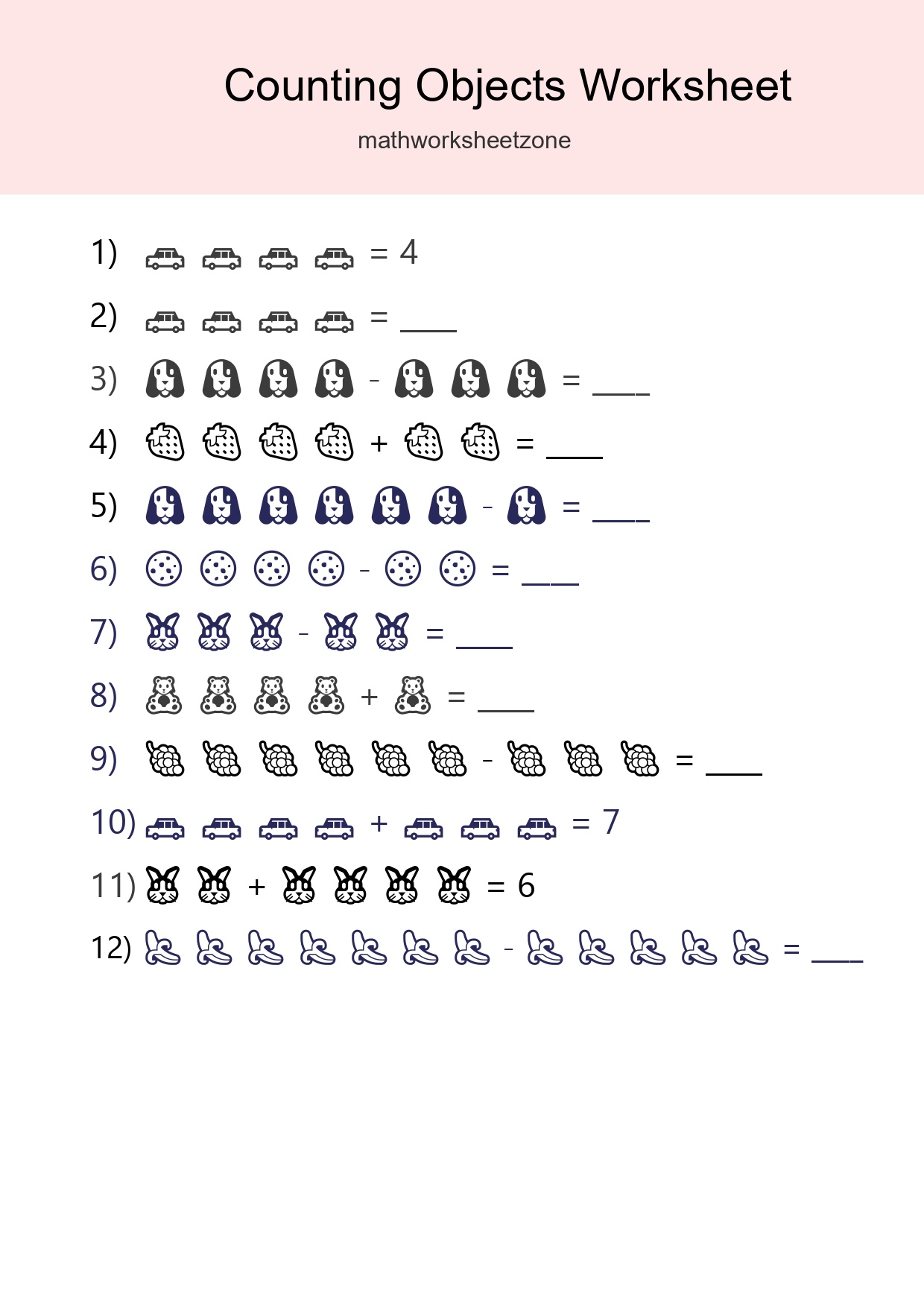 Learn Counting With Pictures Worksheet (Kindergarten) - Part 133