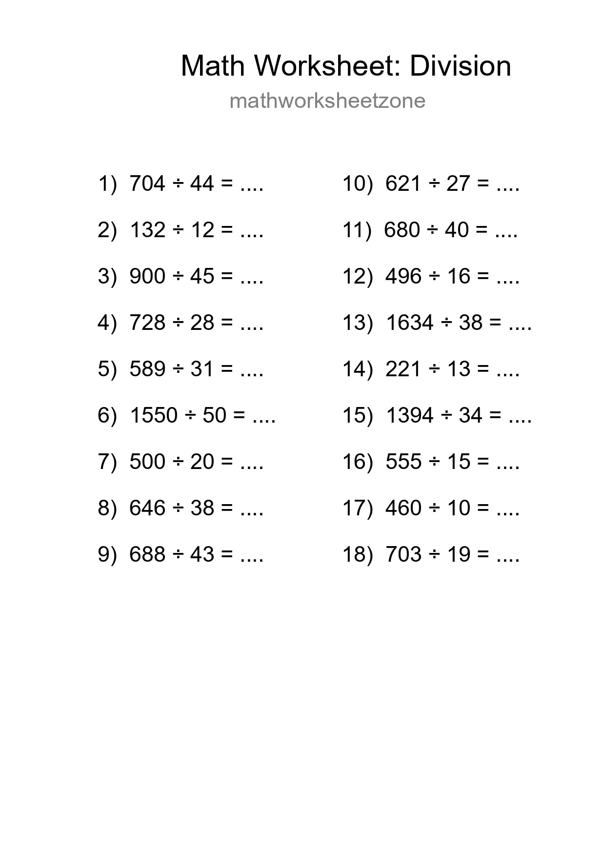 Printable Free 18 Division Math Worksheet For Grade 2 - Part 34